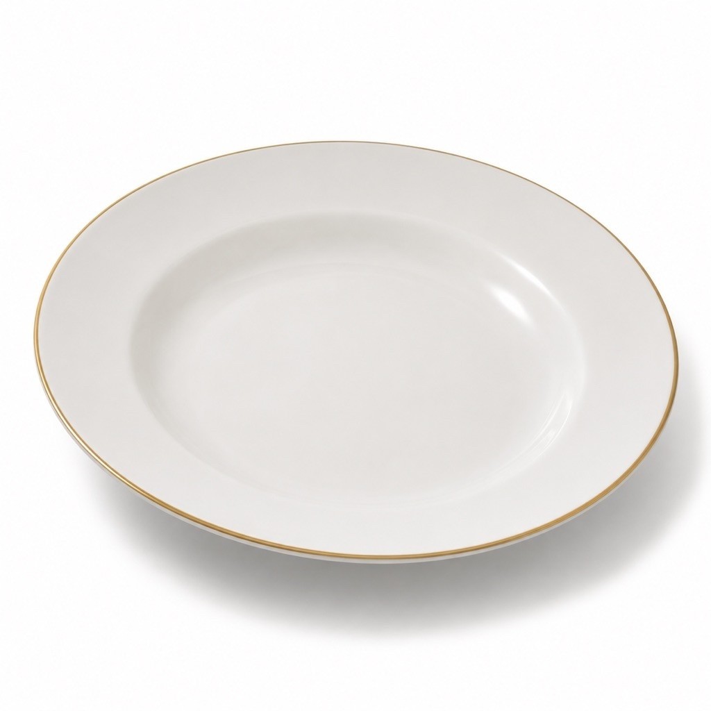 INDO KERAMIK Piring Rim Lis Emas Modern Porcelain 23.5cm Putih Horeca — thumbnail 2